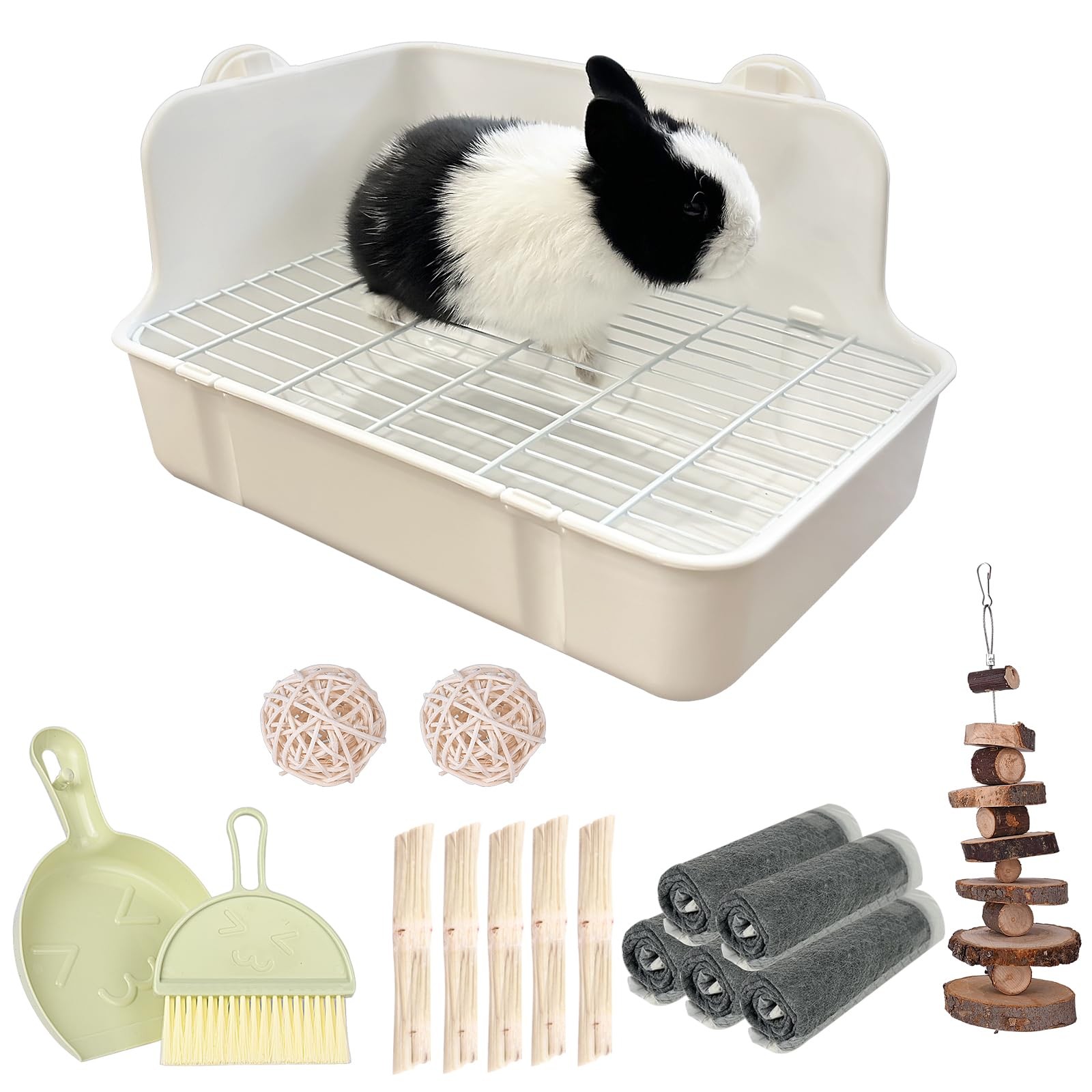 RUBYHOME Rabbit Litter Box Bunny Guinea Pig Potty Large, White