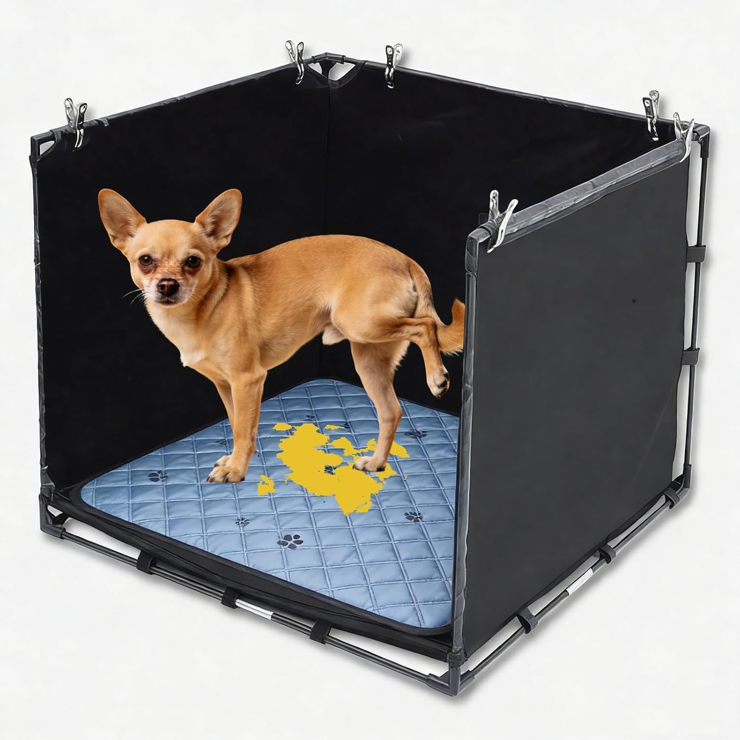 Dog Pee Pad Holder Tray with Washable Pee Pad – Foldable Indoor Potty Station fo
