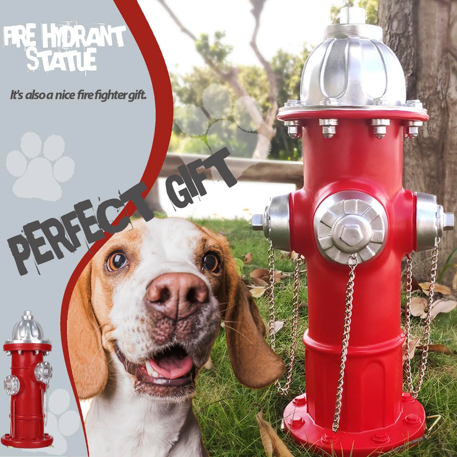 Dog Pee Post Fire Hydrant Statue – Resin Training Aid for Dogs, Lawn Decor 17.5