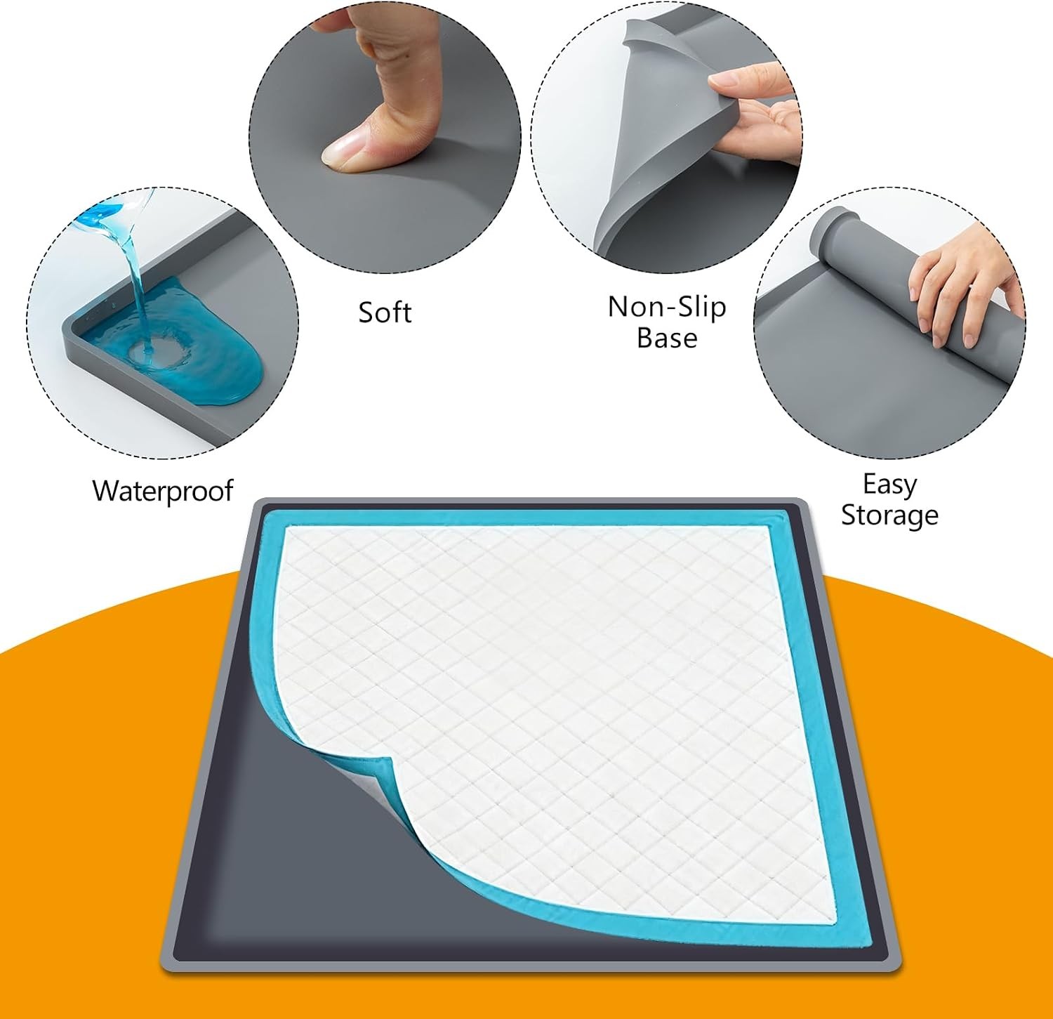 Convenient Foldable Dog Potty Training Tray – 27″X27″ Silicone Pee Pad Holder