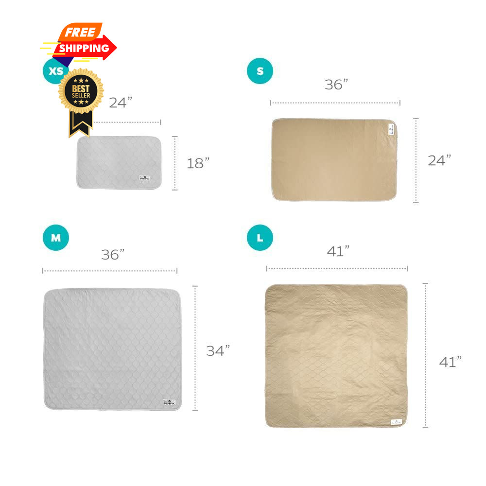Pet Parents Pawtect® Pads Washable Dog Pee 18×24 (2pack), Grey & Beige