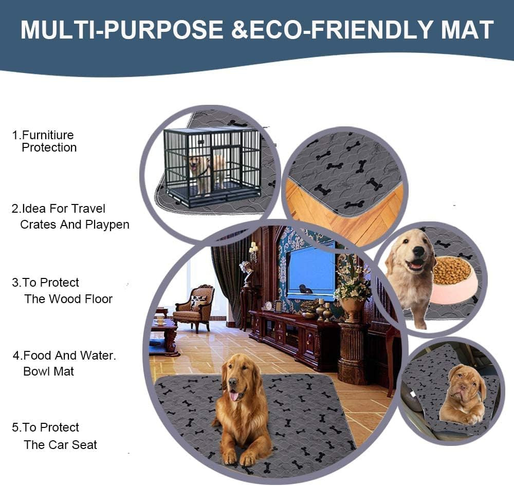 Washable Dog Pee Pads with Free Grooming Gloves,Non Slip Dog Mats with Great Uri