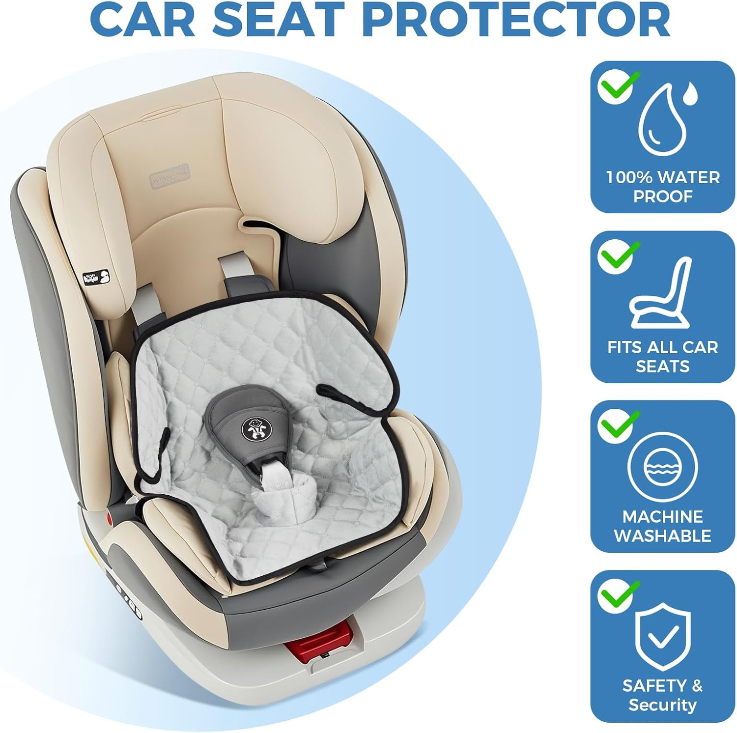 2 Pack Waterproof Piddle Pads, Potty Training Car Seat Protector & Reusable Line