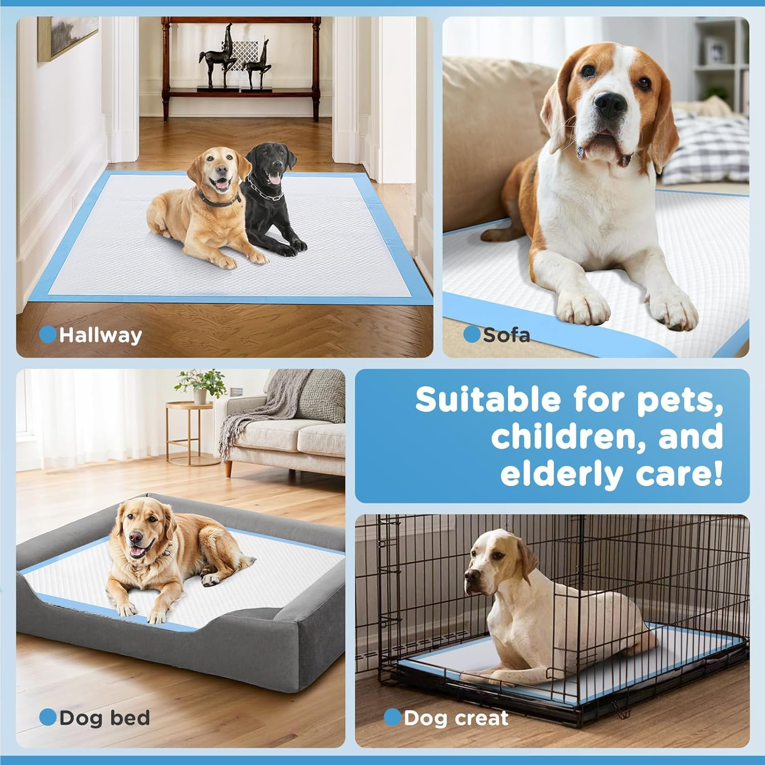 Enormous 37″x 54″ Dog Training Potty Pads, Super Absorbent & Leak-Proof 6 Layers
