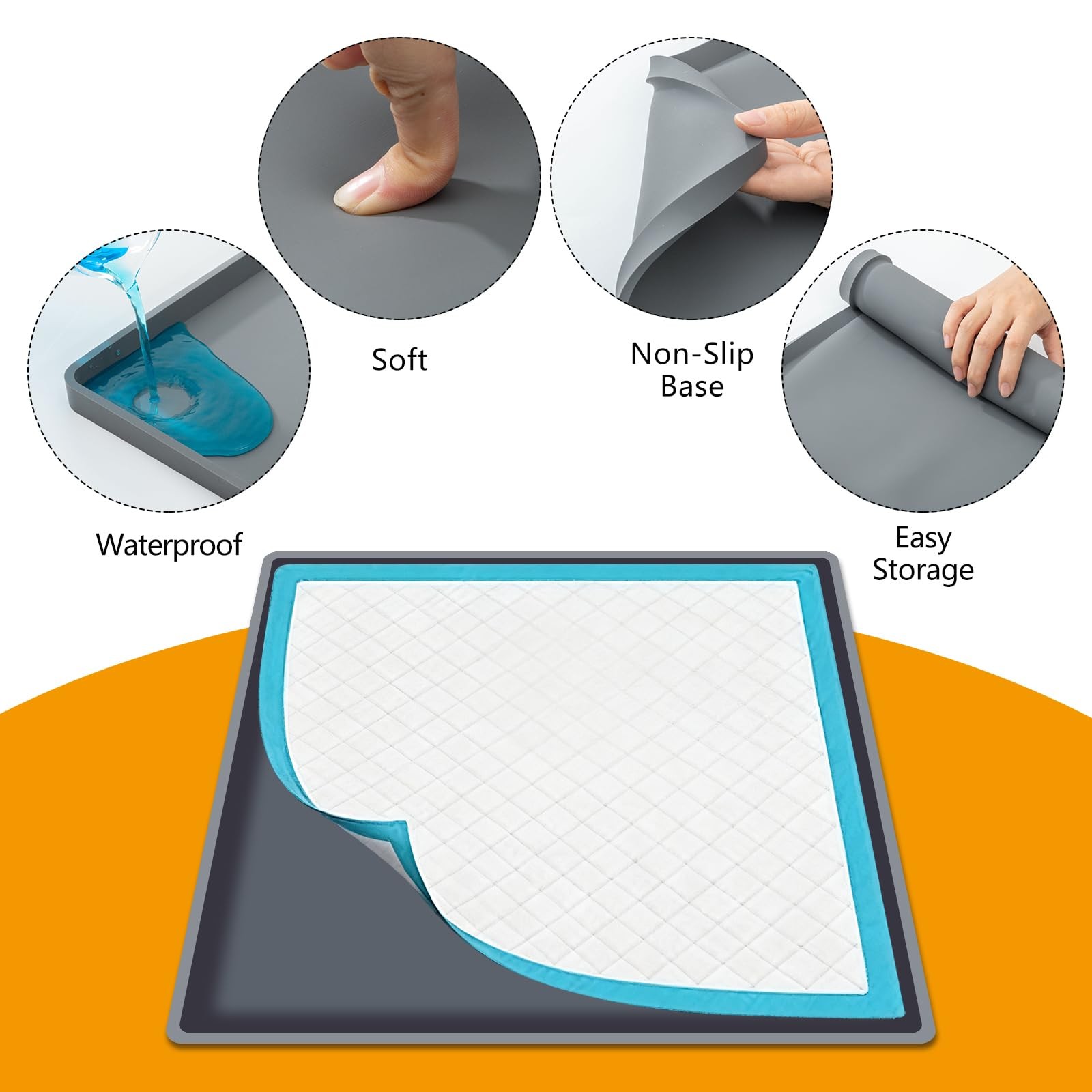 ondware Silicone Dog Pee Pad Holder for Standard 27×27 in Pads, Non-Slip Leak…