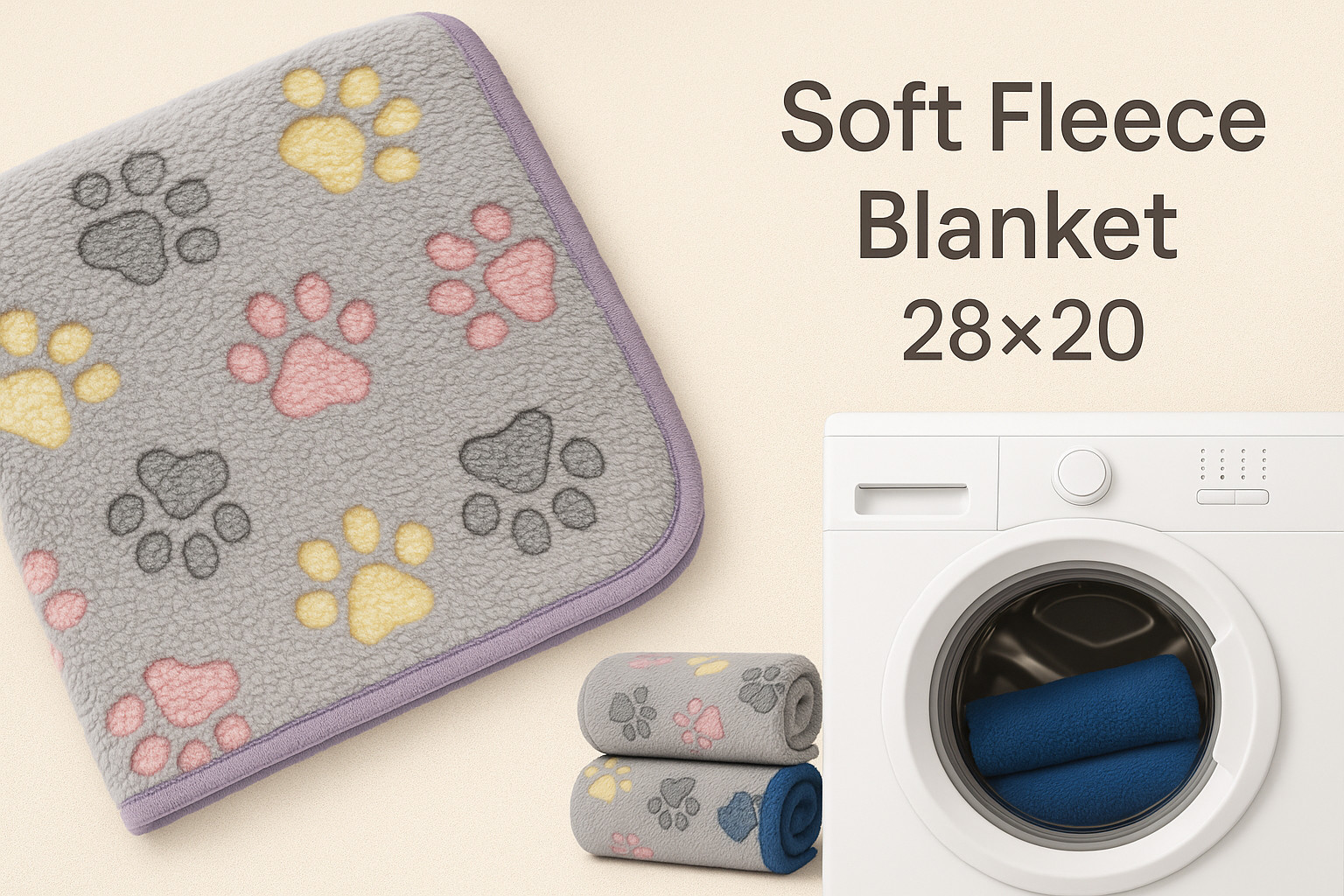 Puppy Dog Crate Training Kit – 2 Washable Pee Pads 2 Soft Blankets 1 Pack Wipes