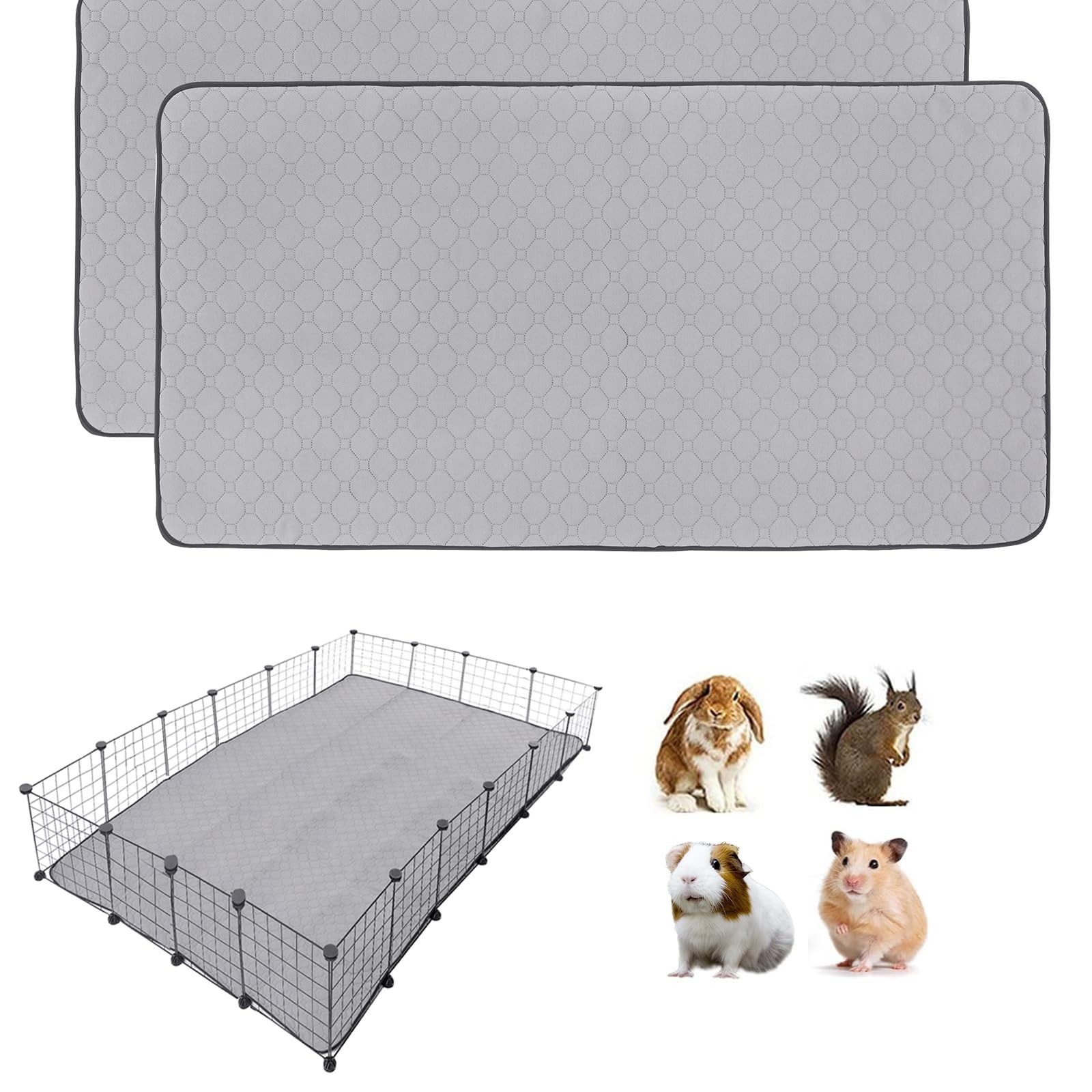 2Pack Guinea Pig Cage Liners, 48”X72” Washable Guinea Pig Pee Pads, Non Sli…