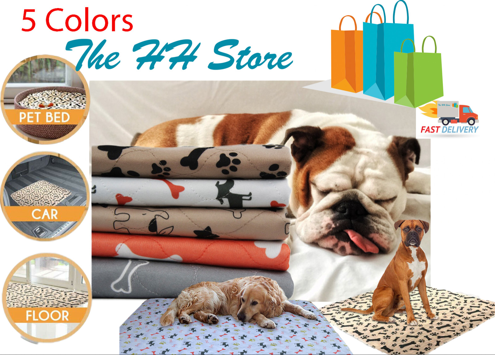 Washable Reusable Absorbent Training Bed Pee Pads Mat For Pets Puppies Dog Cat