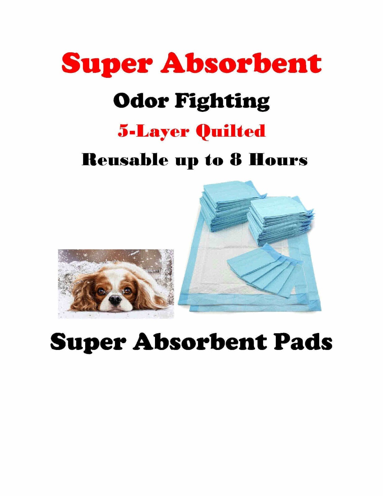 200-23×24 SUPER ABSORBENT Quilted Puppy Training Pads 5-Layers Reusable 8hrs