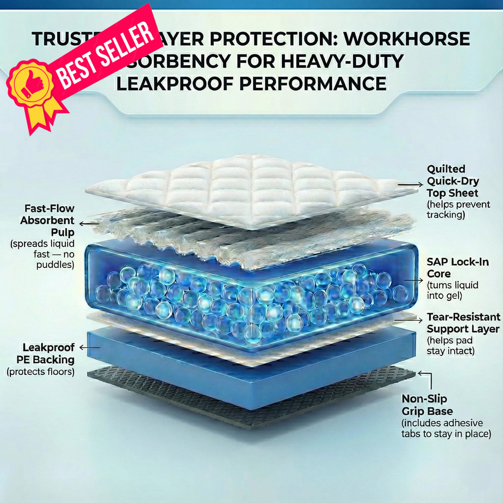 Pee Pads for Dogs Extra Large 37×54 XXL – 50 Count Leak Proof 37×54, Blue
