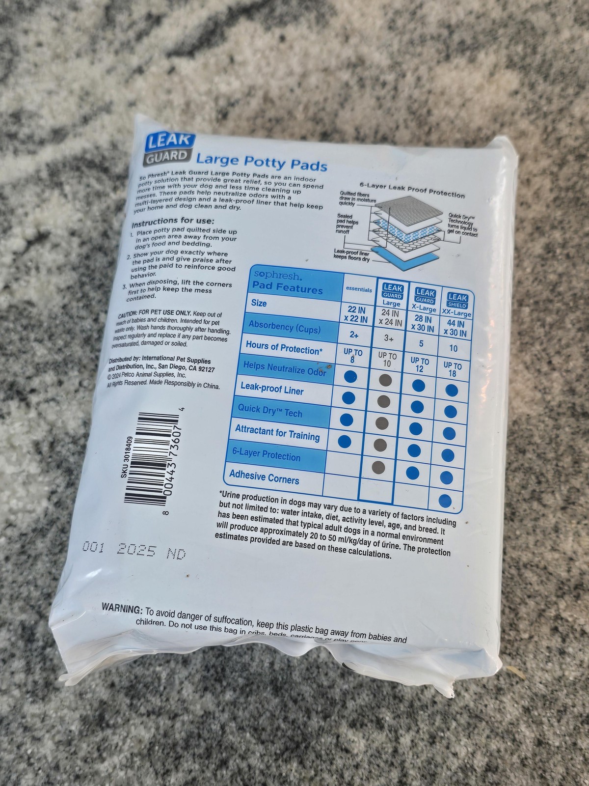 So Phresh Leak Guard Large Potty Pads Dog Training 10 Pack 24×24 Odor Control