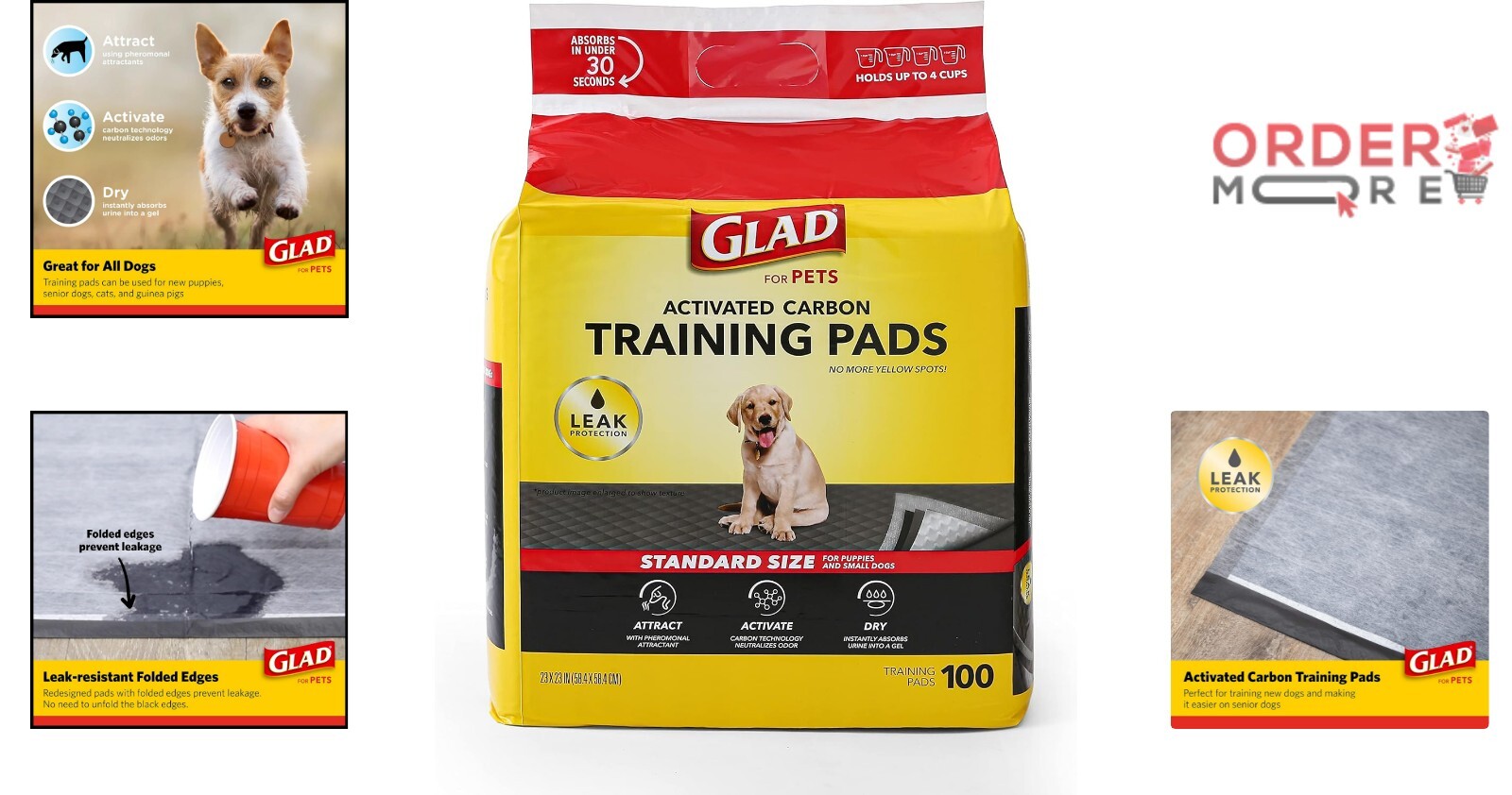 100 Count Charcoal Pet Pee Pads – 23″ x 23″ for Rapid Absorption & Easy Clean-Up