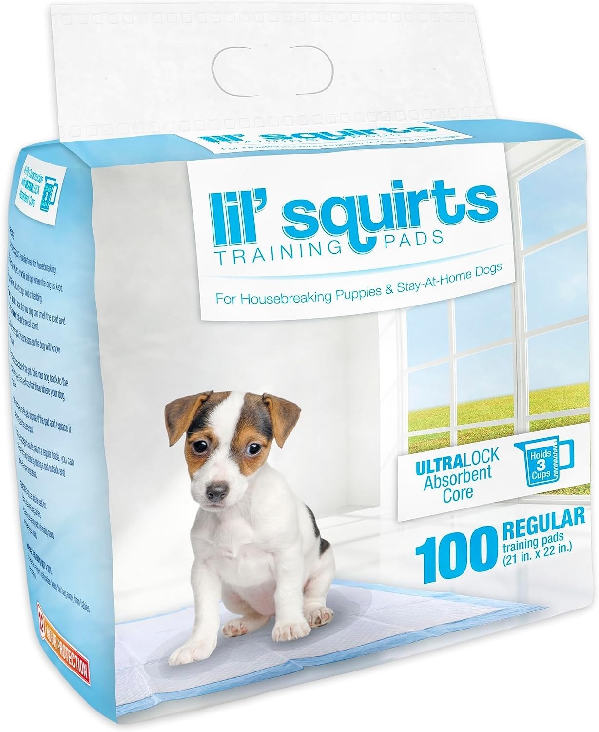 Lil Squirts Dog and Puppy Training Pee Pads, Absorbent, 100 Count, 21 ” x 22 “