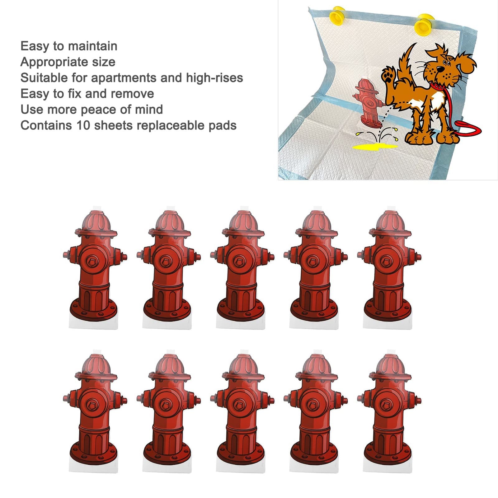 ANKROYU Dog Pee Pad Trainer, 10 Pcs Fire Hydrant Potty Training Aid for Red