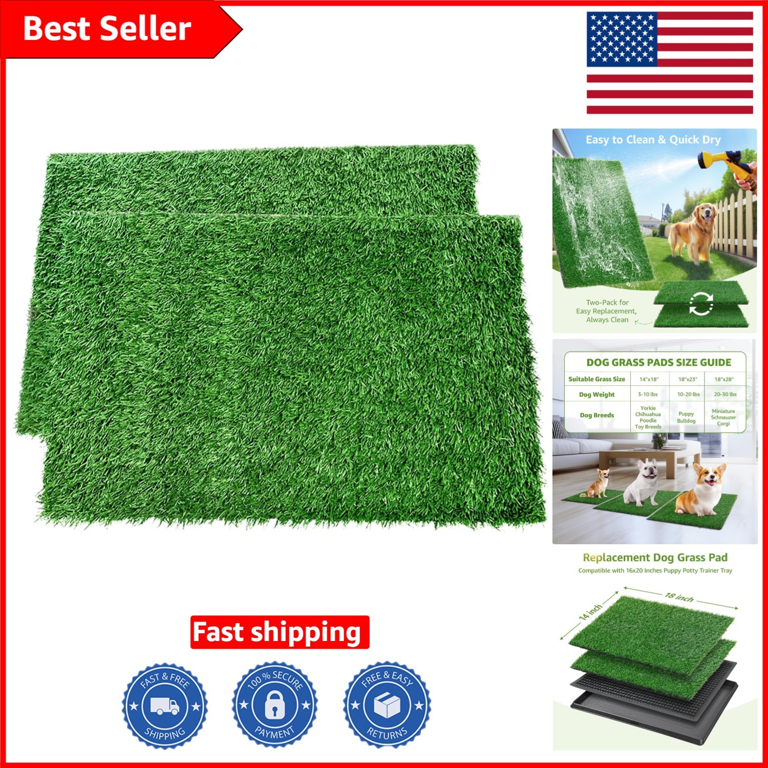 Artificial Dog Grass Pads 14×18 for Potty Train – Odor-Free & Low Maintenance