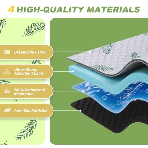 24″x36″ Washable Dog Pee Pads – 2 Pack – Leaf Pattern – Waterproof, Non-Slip