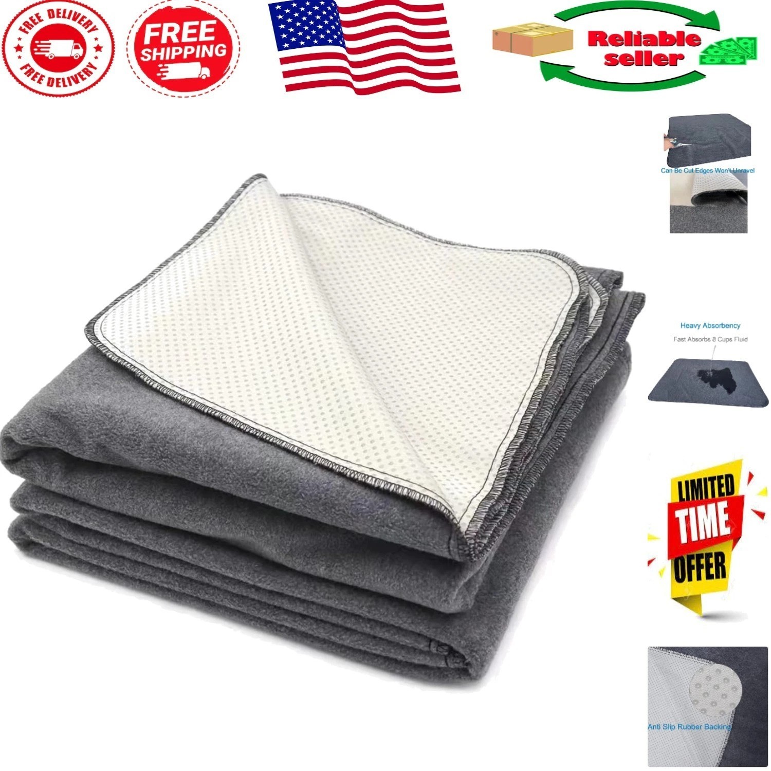 2PCS 54″ x 54″ Non-Slip Washable Dog Pee Pads, Waterproof Training Mats
