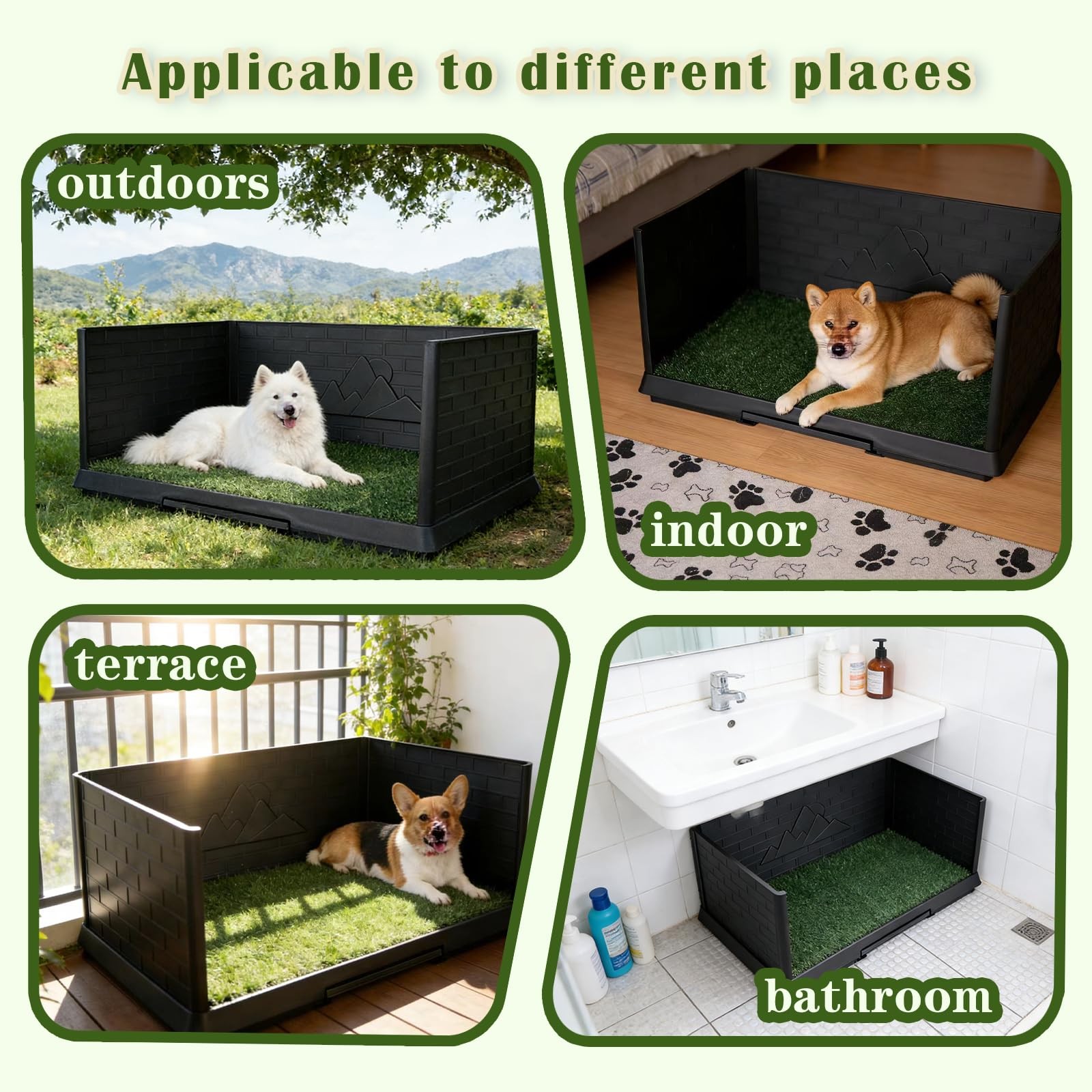 Dog Grass Pad Large 30″×20″ Reusable Pee Baffle for Small & Medium Dogs