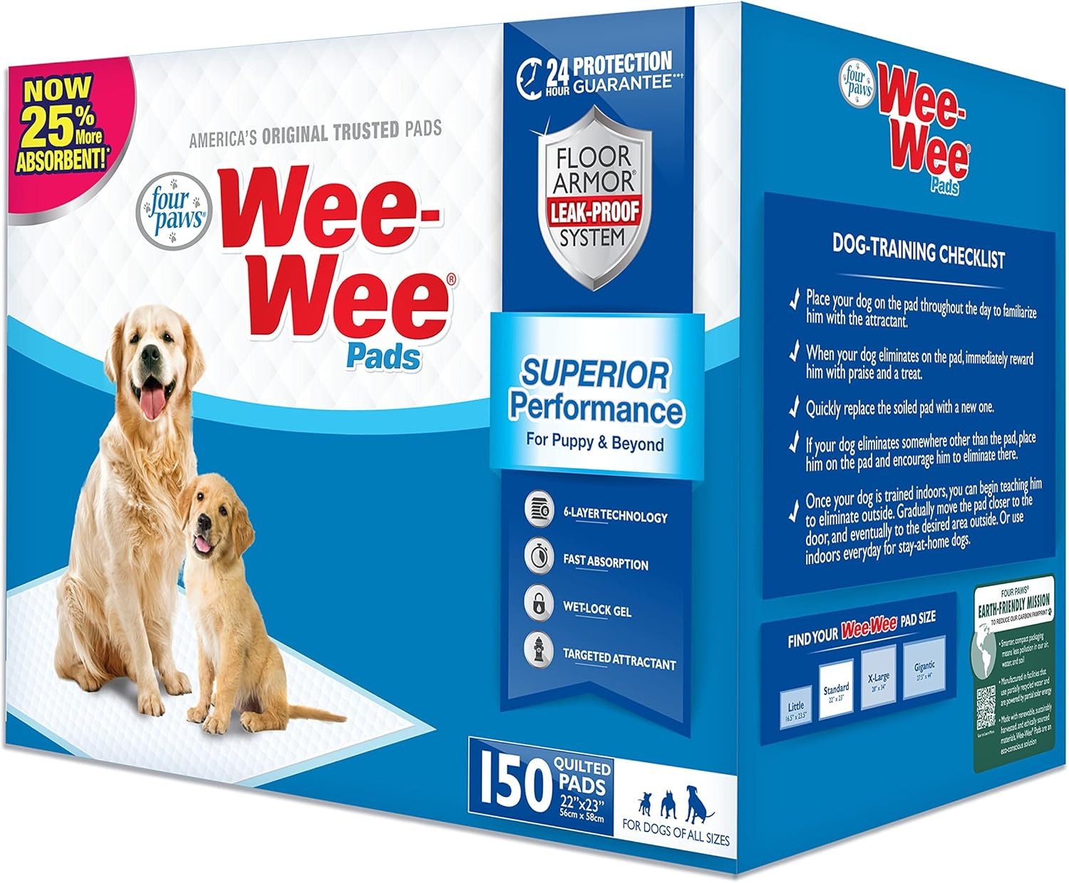 Wee-Wee Superior Performance Unscented Pee Pads for Dogs & Puppies, Quilted Leak