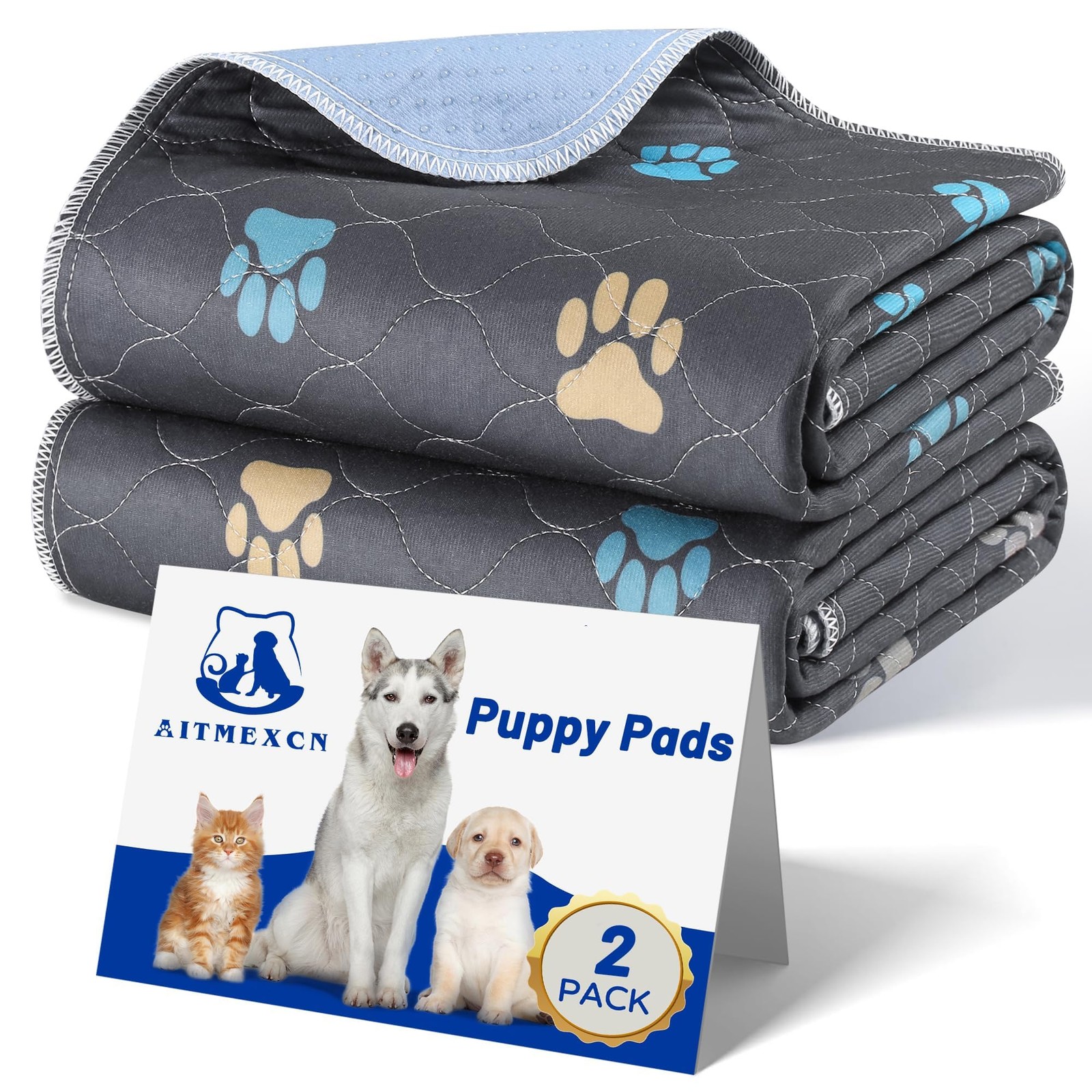 Washable Puppy Dog Pee Pad, 2PCS 100% Waterproof Whelping Training Mat for Pu…