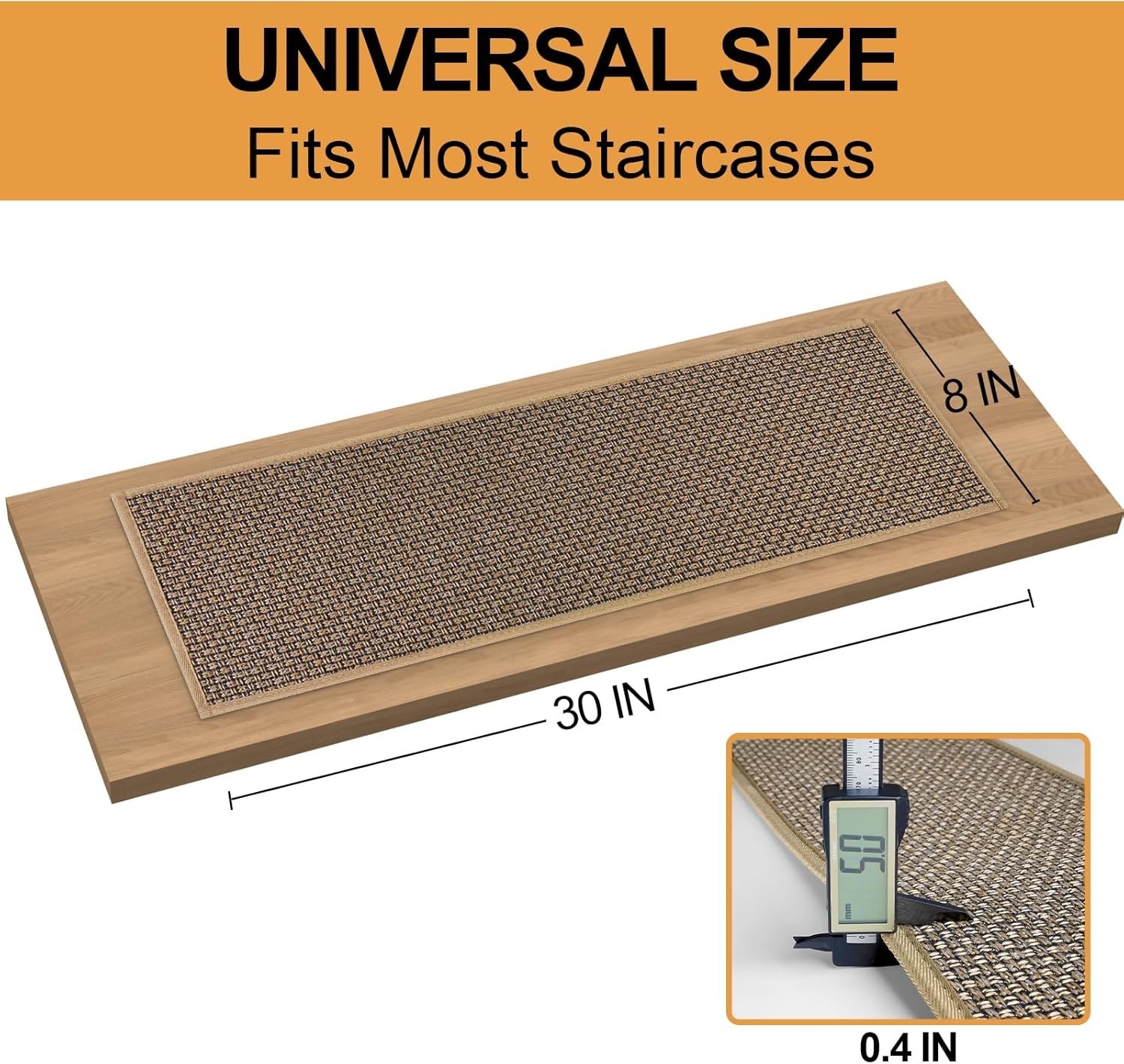 7Pcs Stair Treads Carpet 30″x8″ Brown Non-Slip Rubber Backing for Wooden Steps
