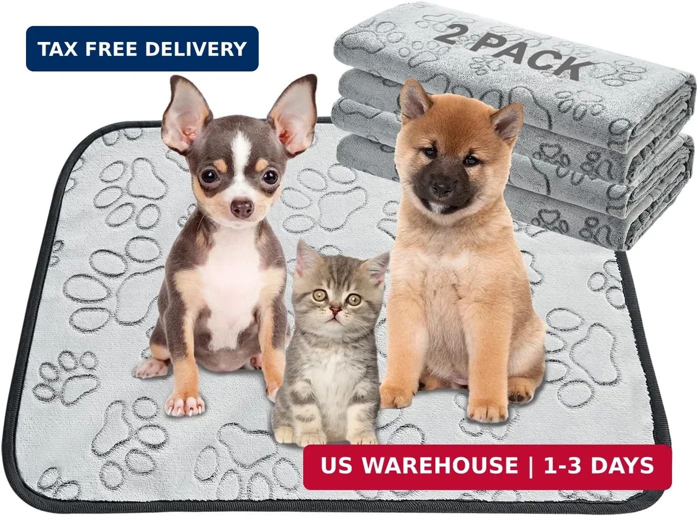 Reusable Puppy Pads 2 Pack Washable Dog Pee Pads Waterproof Leakproof Mat