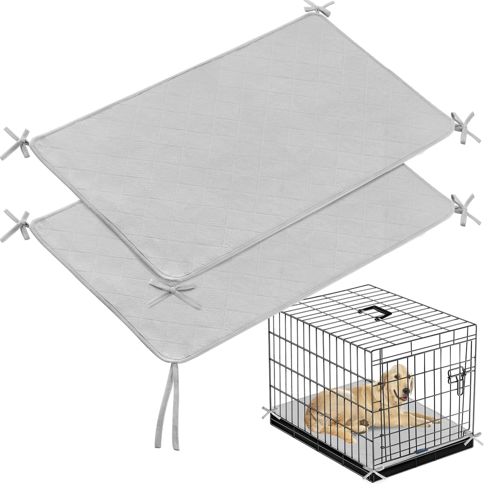 Waterproof Washable Non Slip Dog Crate Mat Pee Training Pad 36×23 Inch 2 PCS