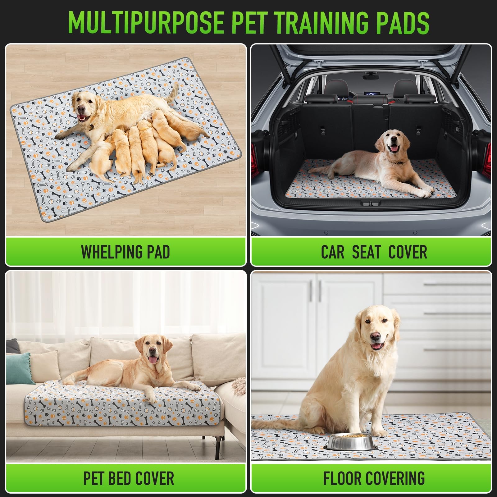 Washable Pee Pads for Dogs, 51″x28″, 2-Pack Thick Heavy Absorbency Reusable P…