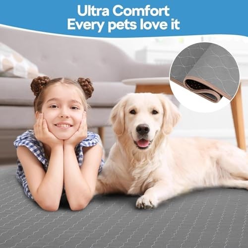 Extra Large Reusable Dog Pad 72×72 Inch Non-Slip Washable Pee Pad for Potty
