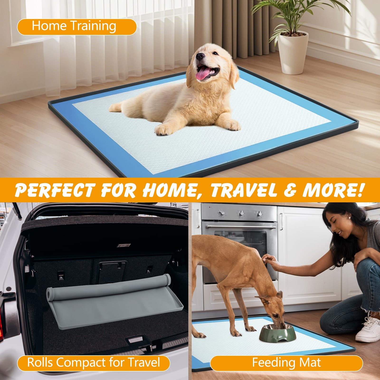 ondware Silicone Dog Pee Pad Holder for Standard 27×27 in Pads, Non-Slip Leak…