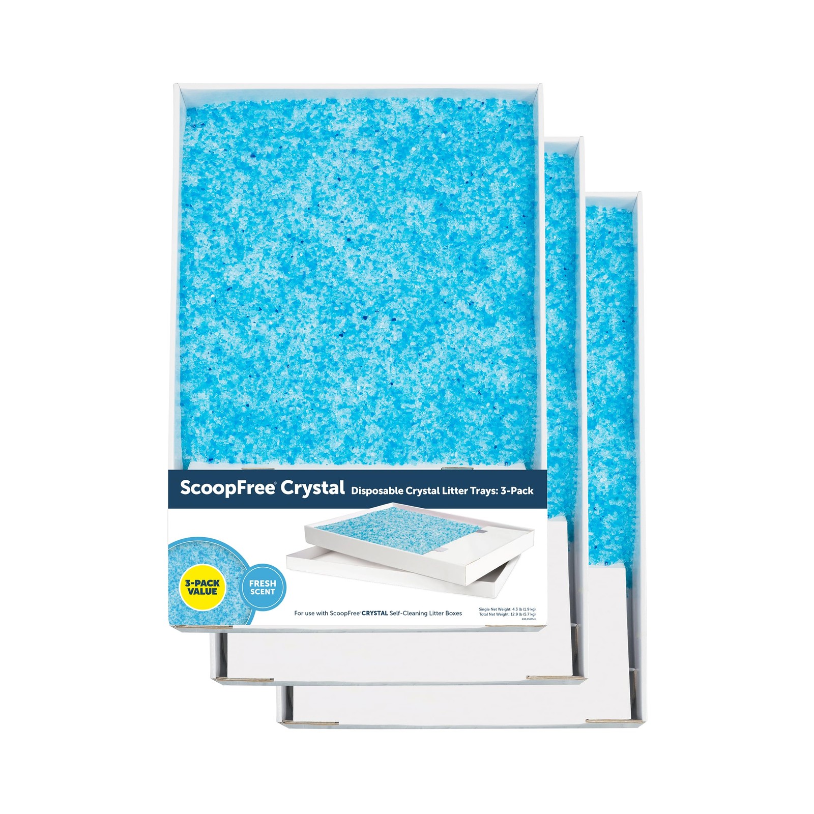 ScoopFree Disposable Crystal Cat Litter Tray Easy Cleaning Box 4.3 lb Bags 3Pack