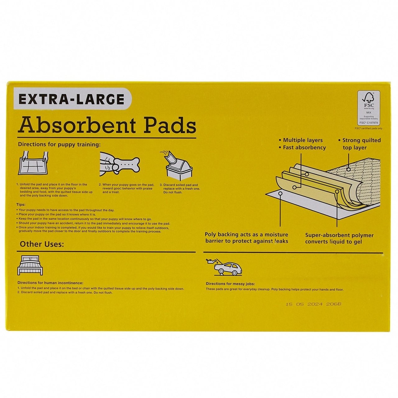 NEW Extra-Large Absorbent Pads, Kirkland Signature, 30 in L X 23 in W, 100-count