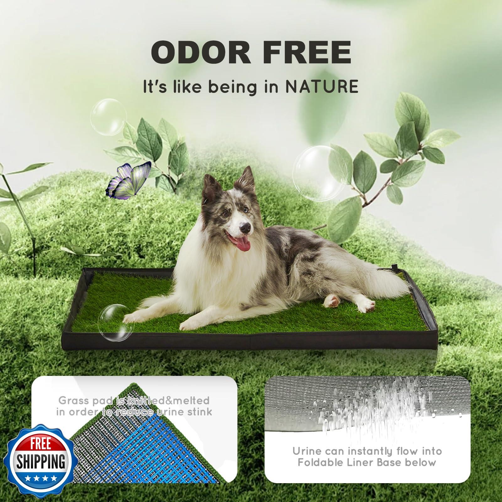 HQ4US 4LEGS Dog Grass Pad with Foldable Dog Litter Box,Small Liner Base for B