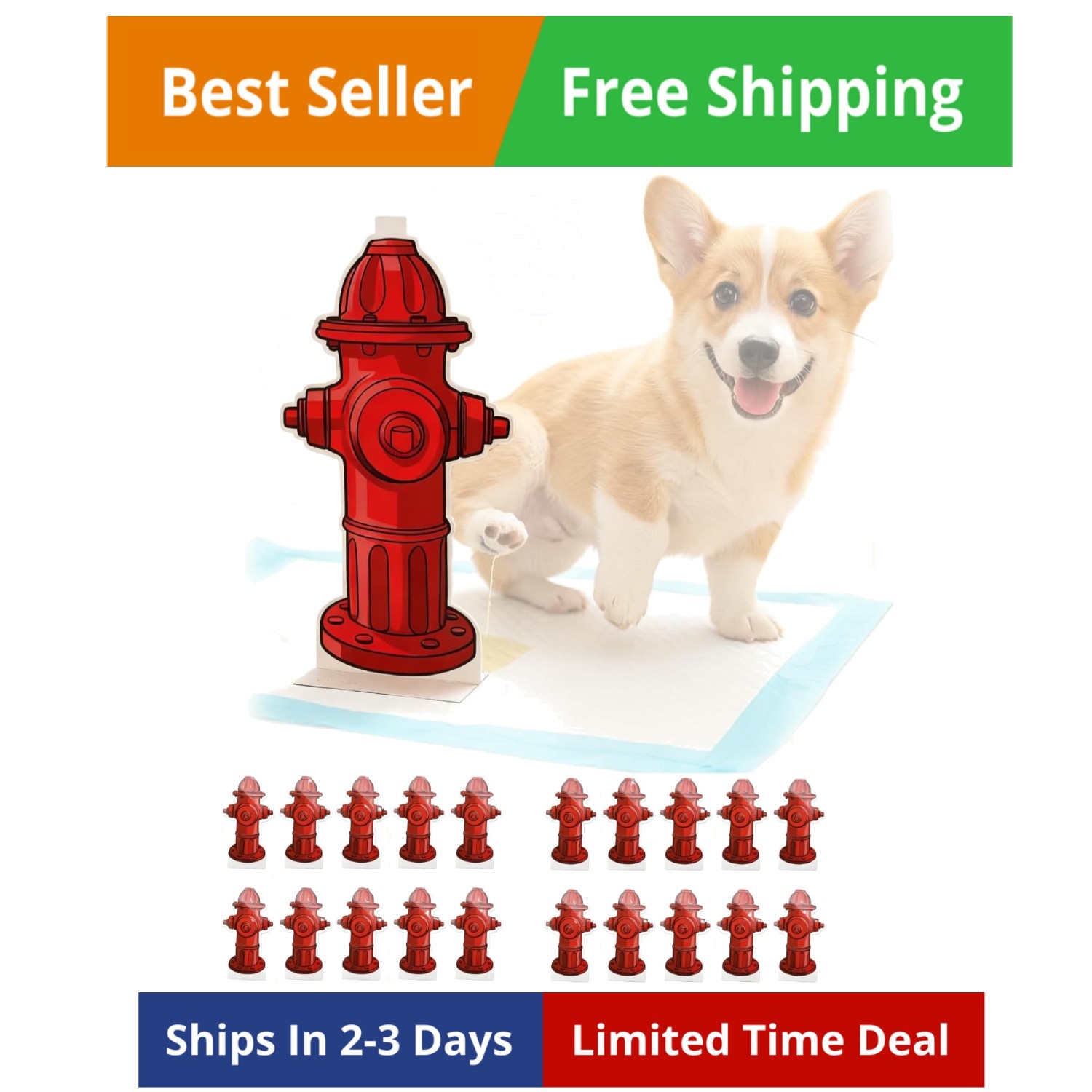 Dog Pee Post Guide Paper Pee Trainer, 20Pcs Hydrant Shaped Pet Diaper Pad Gui…
