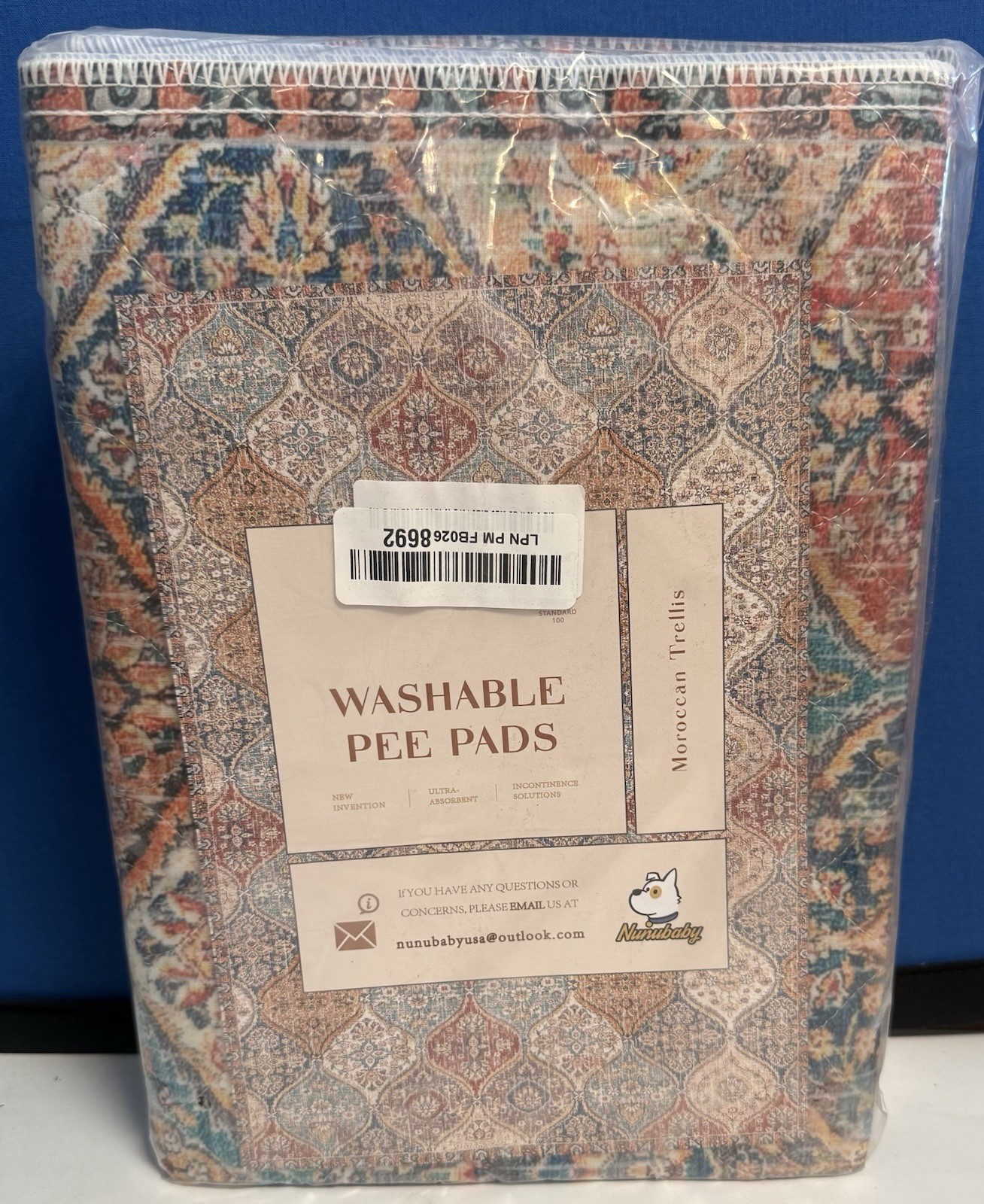Nunubaby Washable Pee Pads for Dogs, 18×24 Inch (Pack of 2), Beige/Multi