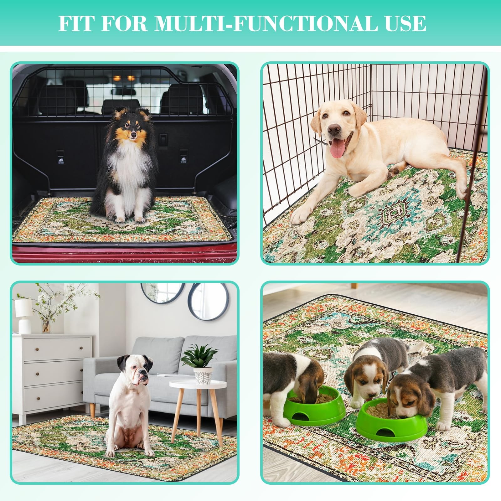 2 PCS 36×48 Inch Thicken Washable Dog Pee Pads Waterproof Reusable Floor Crate