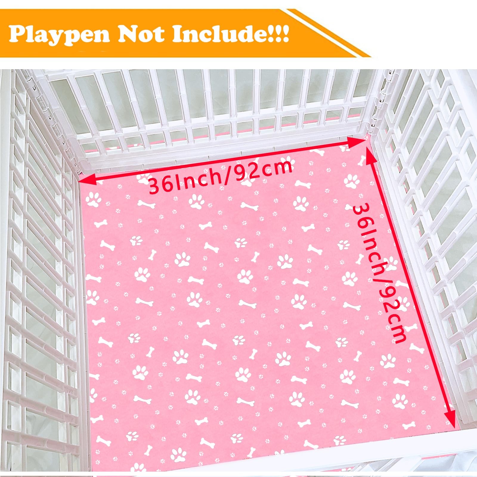Dog Playpen Bottom Pad Fits for 36 Inch 4 Panels Exercise Pet Playpen, Pink