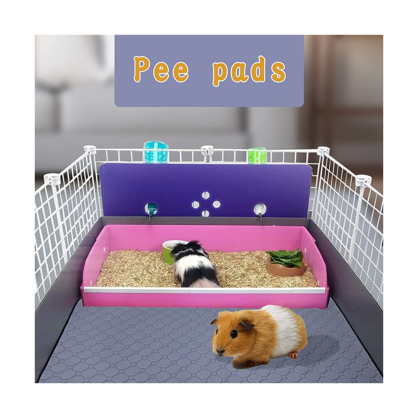 2 Pack Guinea Pig Cage Liners, LWYMX 24” X 48” Washable Guinea Pi… Fast Ship