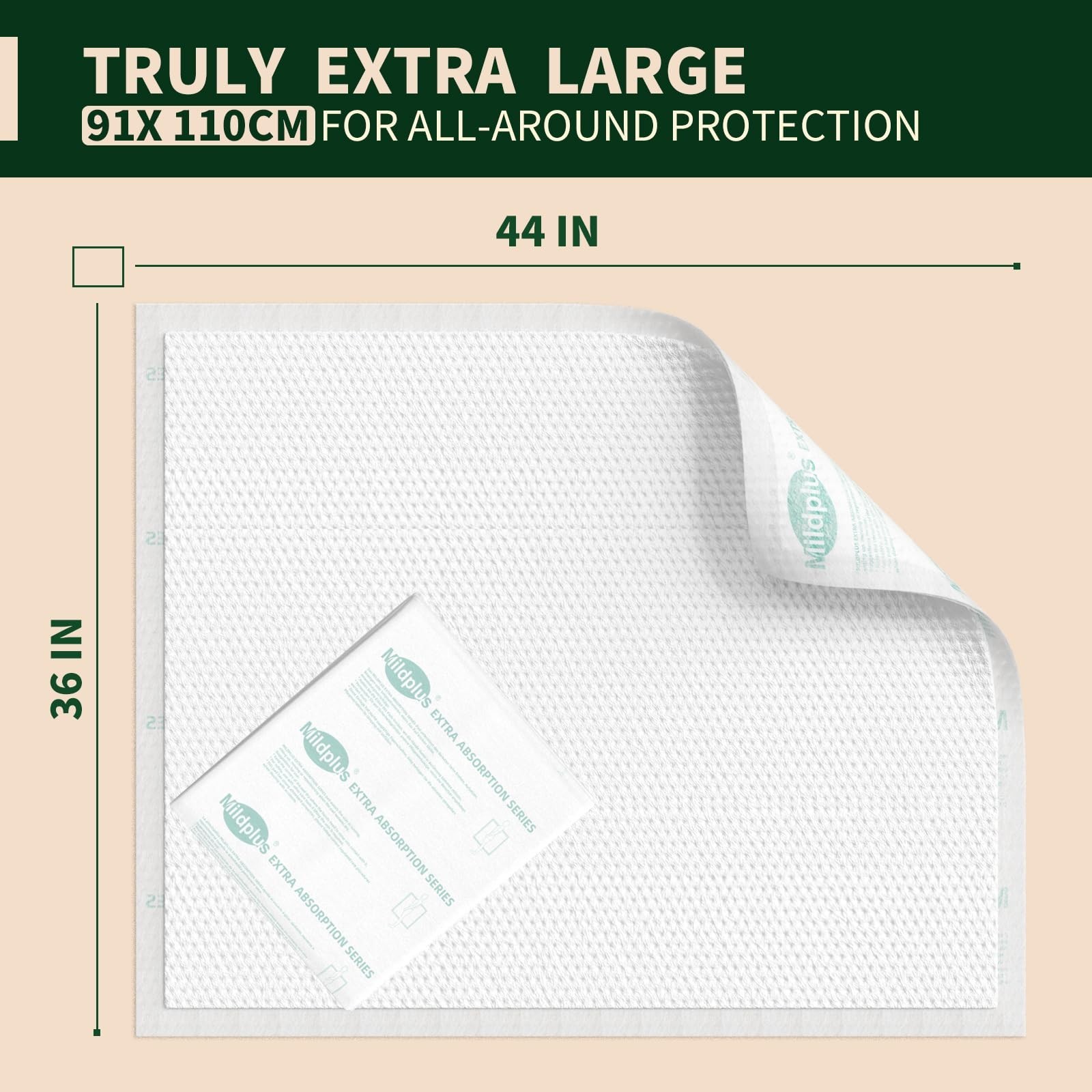 Heavy Duty Underpads 36×44 Super Sized Chucks Pads 185 Grams Disposable Bed P…