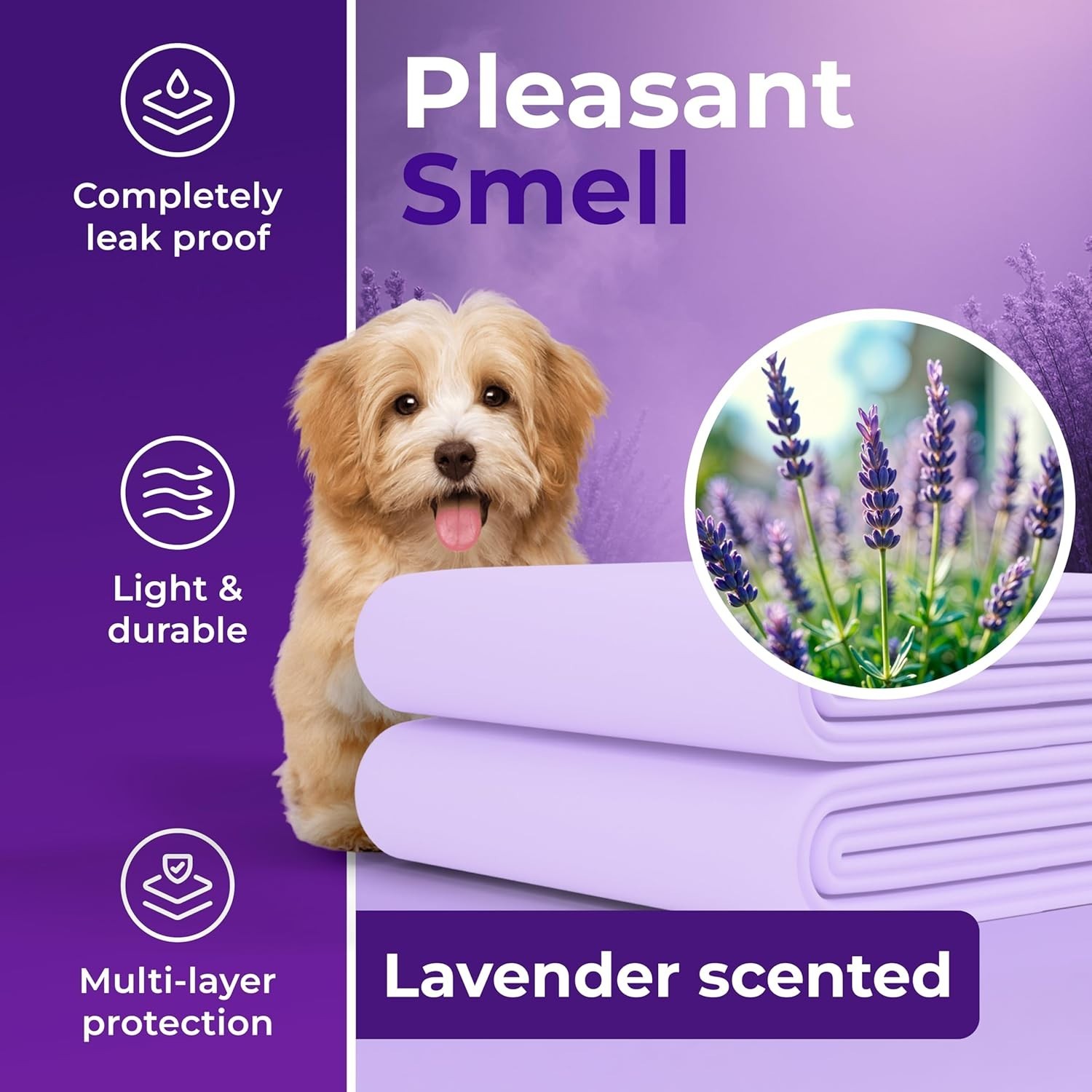 80 Count Lavender Pee Pads for Dogs & Cats – Ultra Absorbent & Reliable 22×22