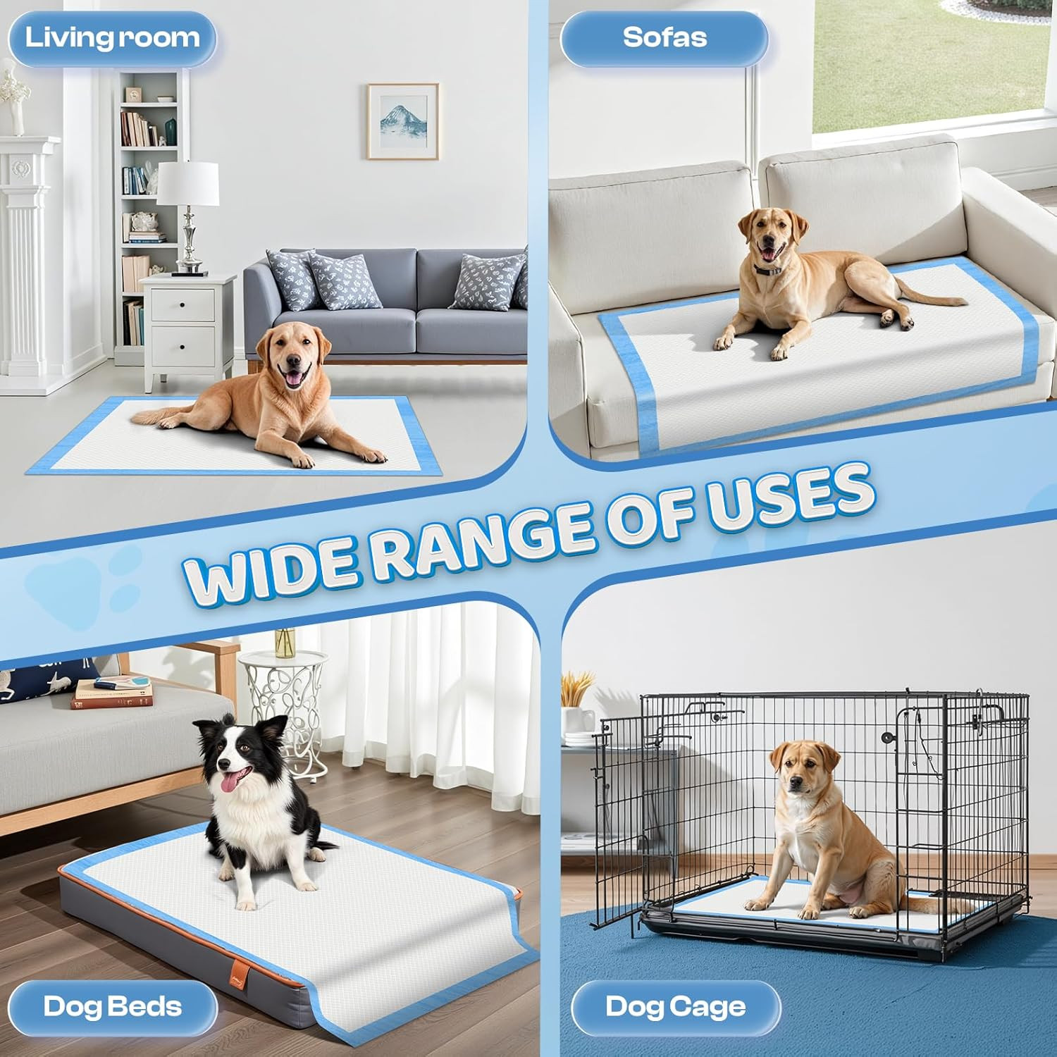 XXL Thicken 6 Layers Heavy Absorbent 30″X36″ Pet Training Dog Pee Pads, Extra La