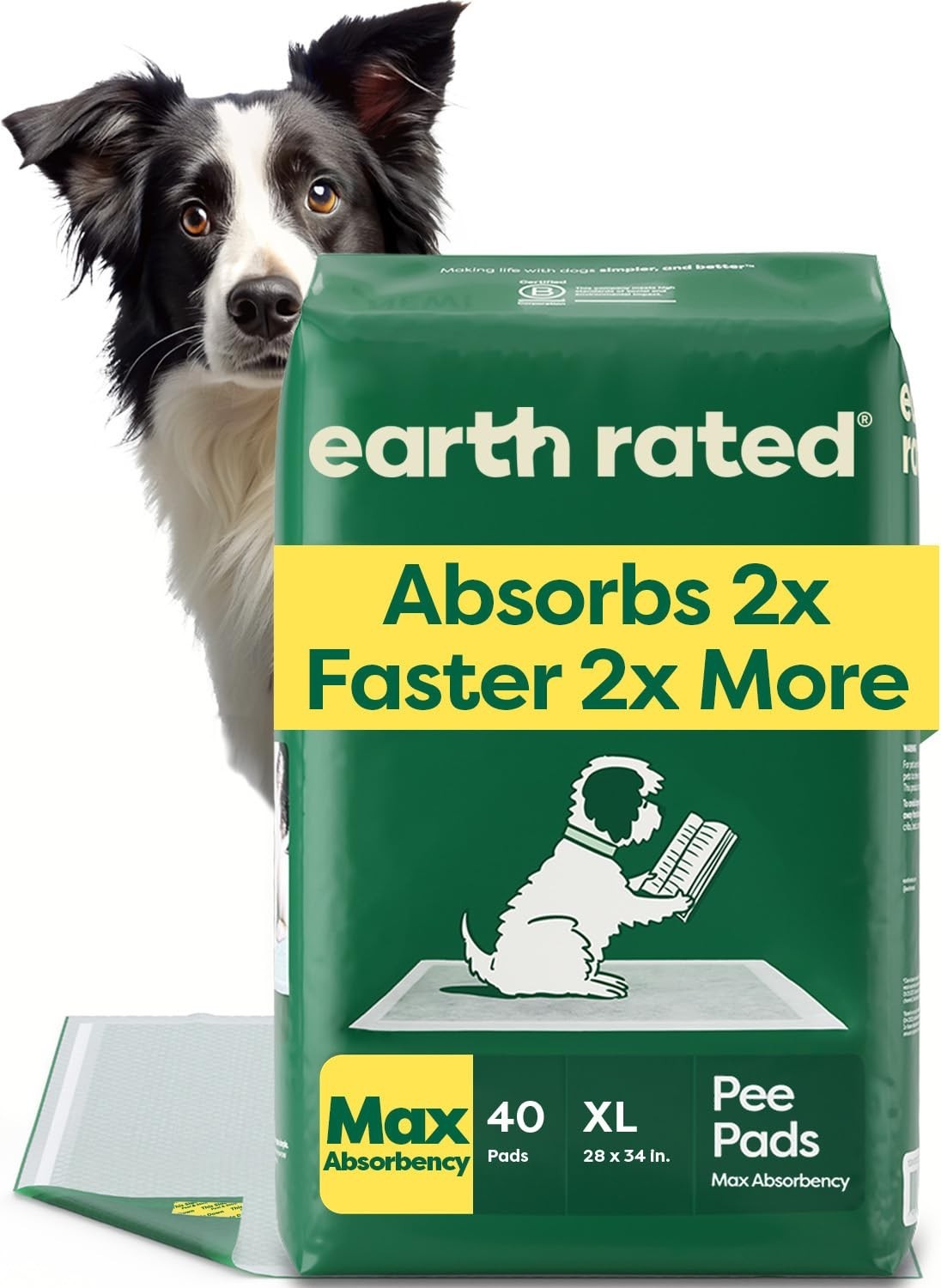 Earth Rated Puppy Pads XL 28″ x 34″ 40 Count