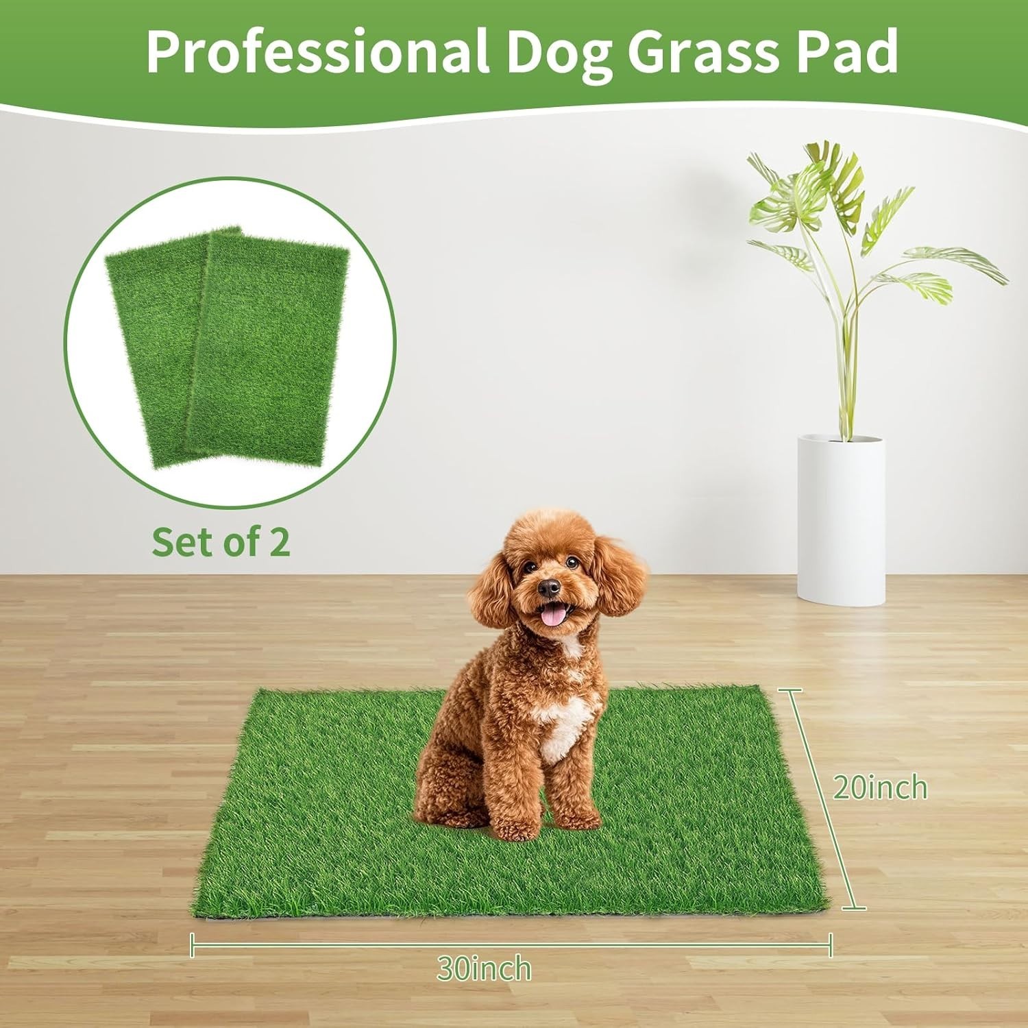 30 x 20 inches 2 Pack Fake Grass Pee for Dogs Artificial Grass Rug Pad for Pu…