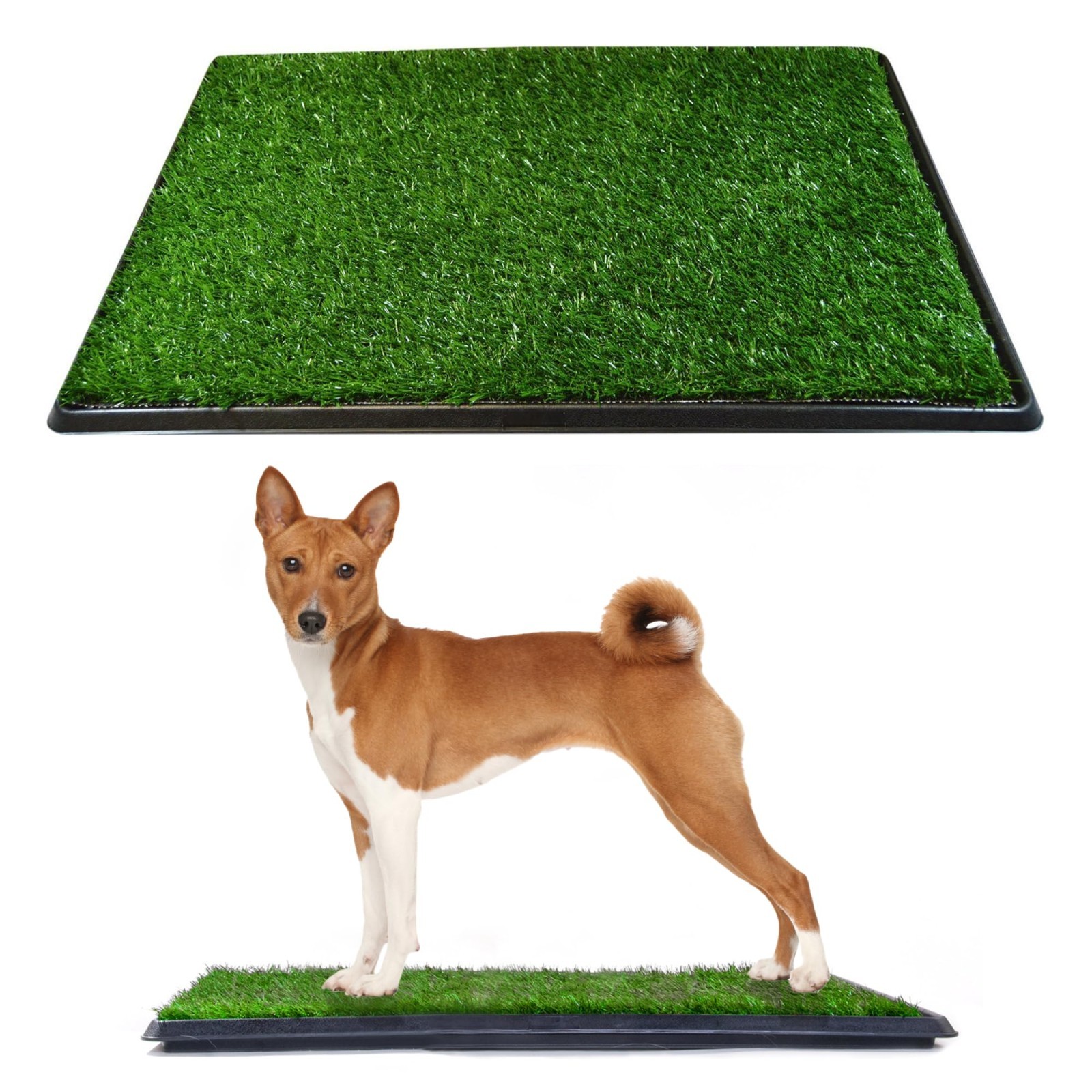Indoor/Outdoor Dog Grass Pad with Tray – 20×25 Potty System, Waterproof Turf, Po