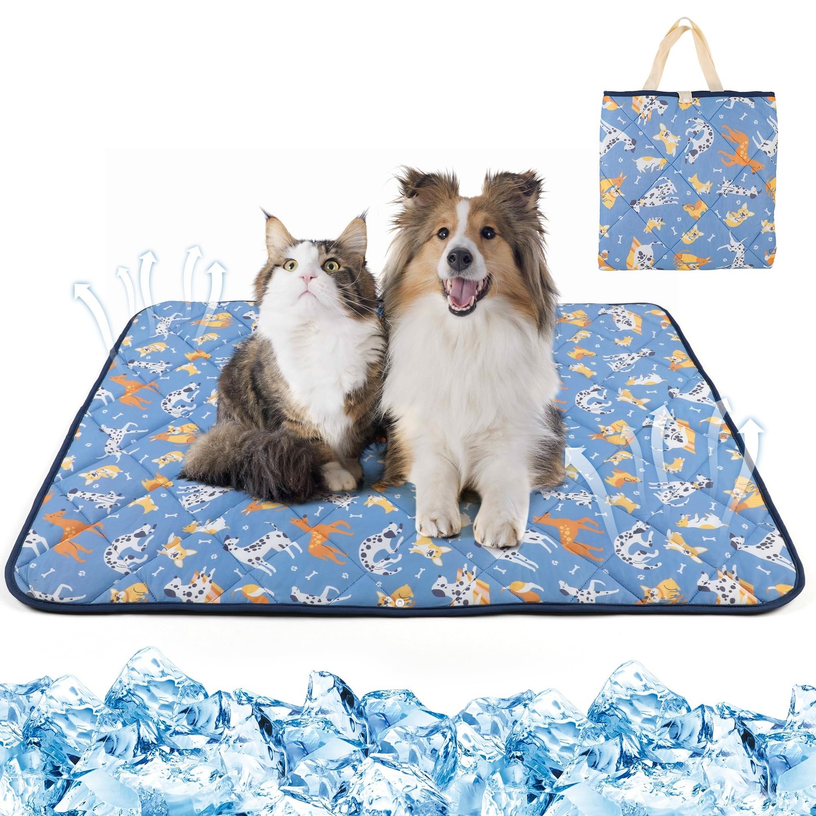 55.1″x40.2″ Foldable Dog Cooling Mat, Washable Cooling Mat for Dogs, Soft Bla…