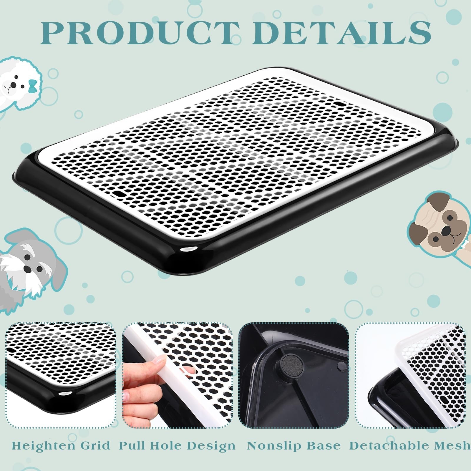 Mifoci 2 Pcs Dog Potty Tray with Grid Portable Pet Litter Box Dog Training To…