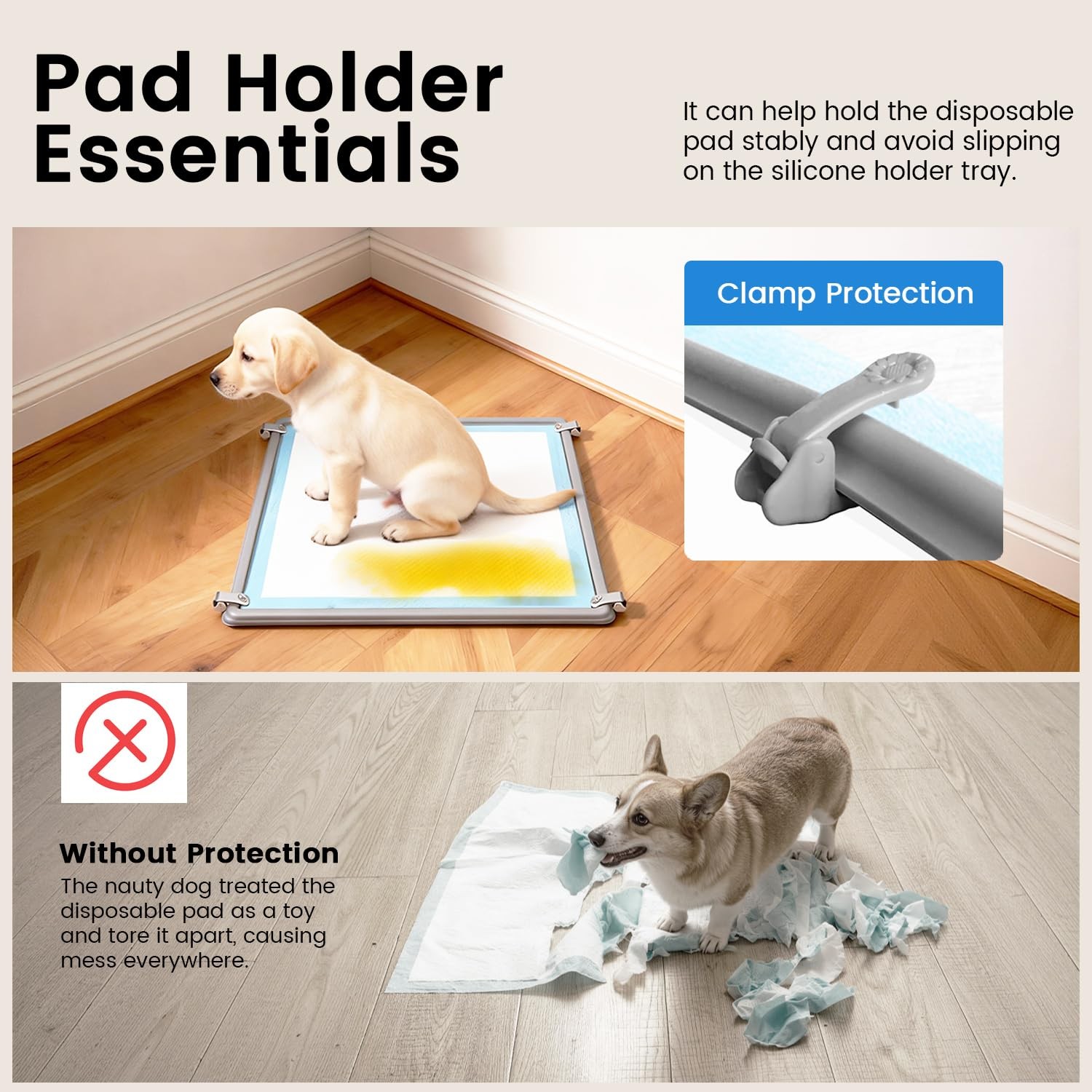 AUFORPET Lockable Pee Pad Clips, with Adhesive Tape, for Indoor Wall Pads Sec…