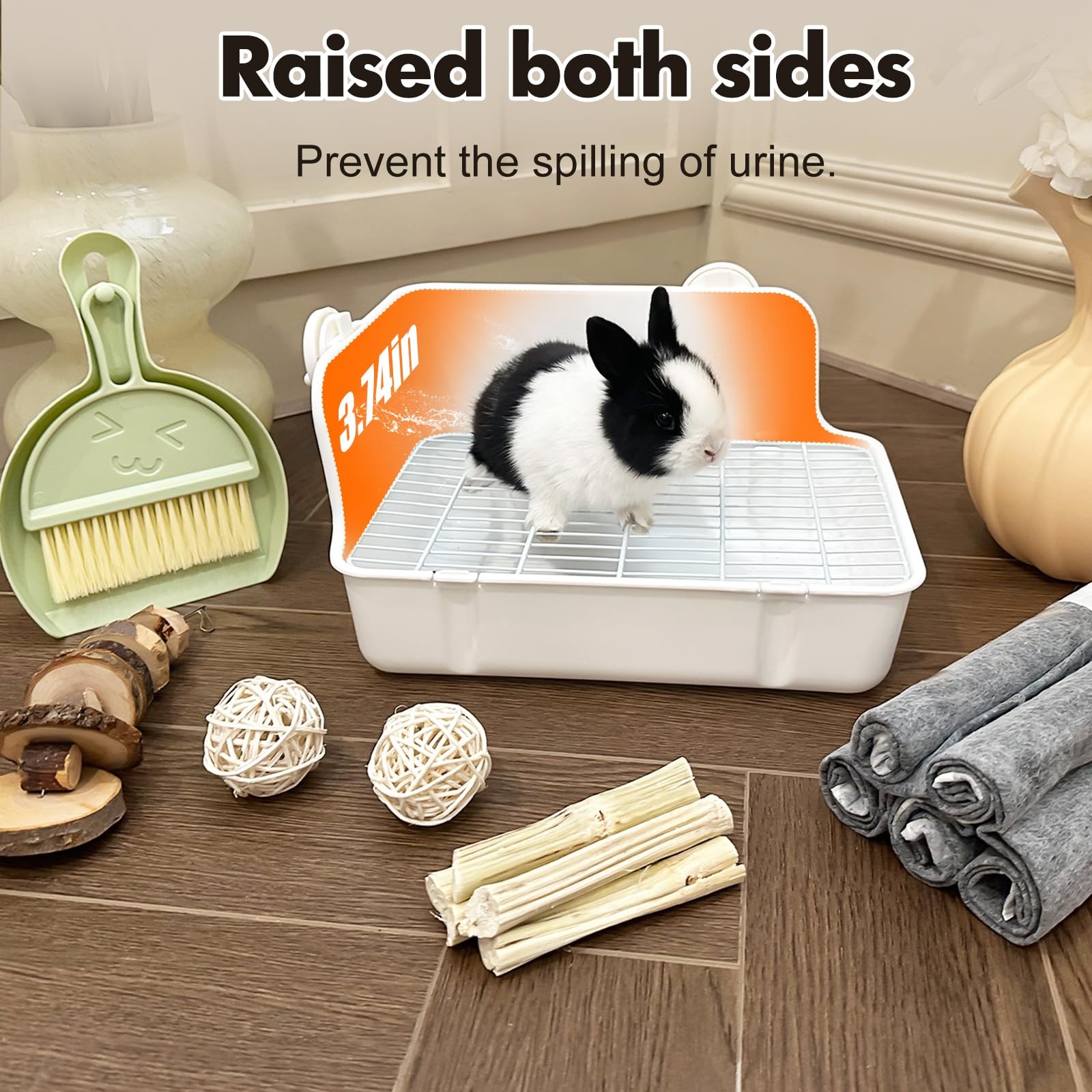 RUBYHOME Rabbit Litter Box Bunny Guinea Pig Potty Large, White