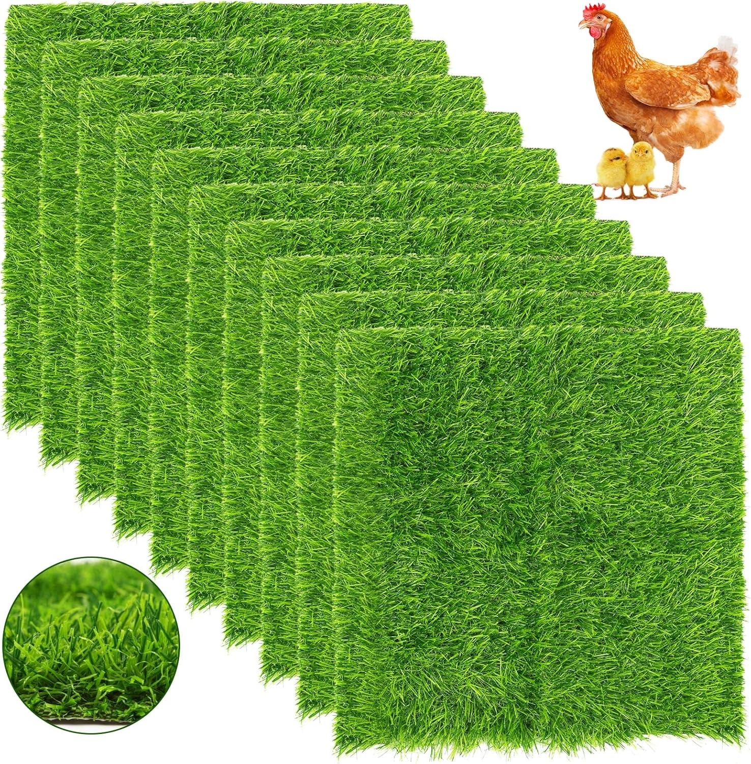 Chicken Nesting Pads Set 12×12″-Washable Artificial Grass Nesting Pads-for