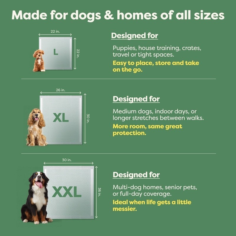 Leakproof Dog Pee Pads Heavy Absorbency Odor Control Adhesive Tabs Training Aid